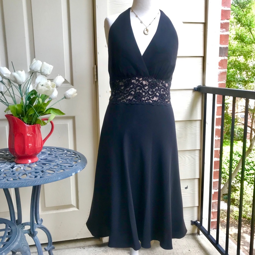 JNY lace waistband vintage halter dress